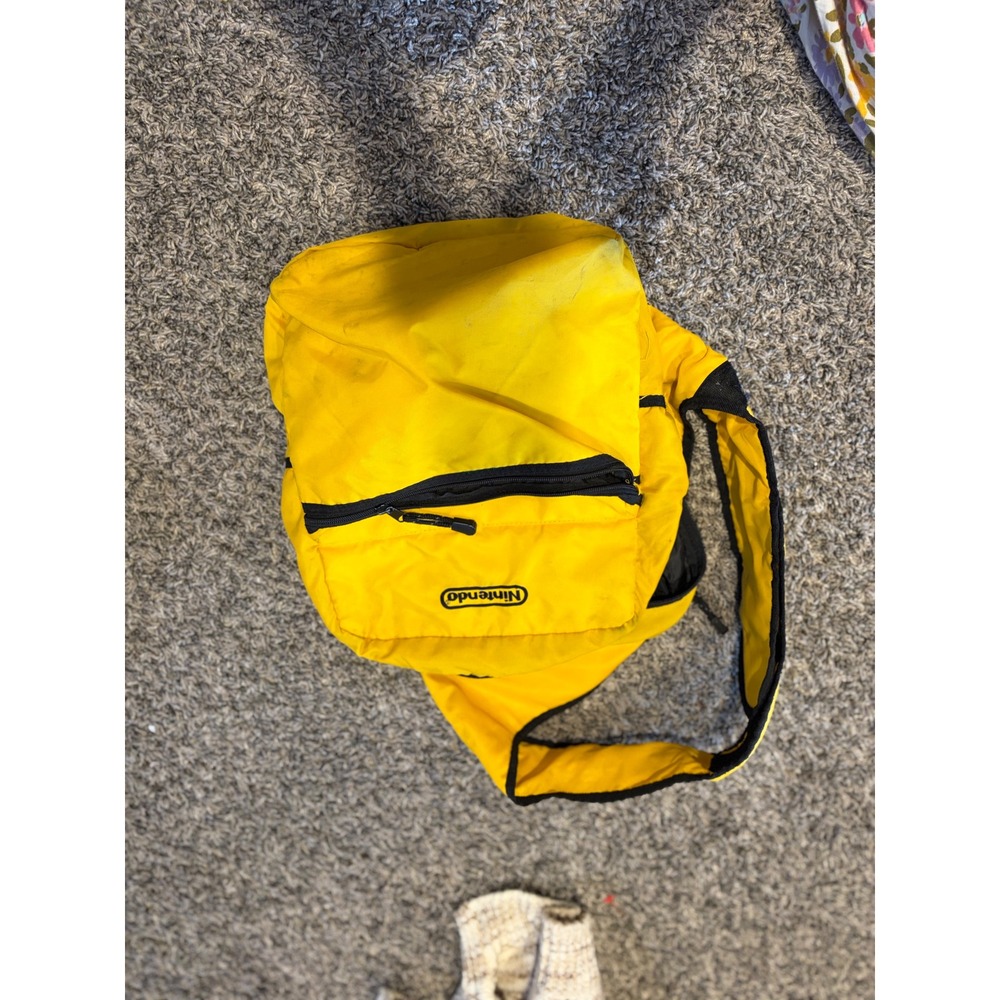 Vintage Nintendo Sling Bag Yellow Nylon Retro Crossbody Backpack Game Boy Case